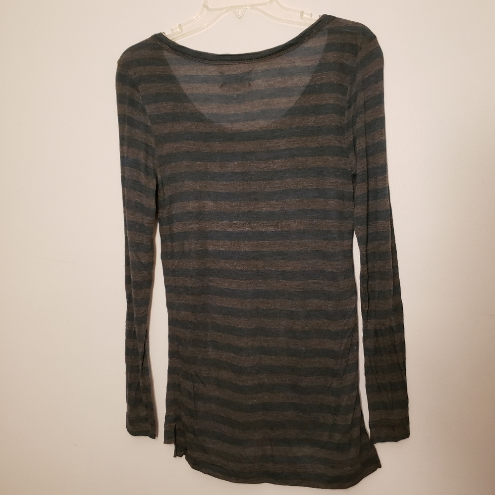 Lou & Grey XS Tee Blue Gray Striped Modal Shirt - Picture 3 of 6